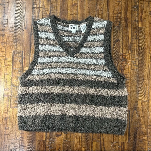 Women’s Striped Boucke Wool Alpaca Mohair Blend Sweater Vest SM Light Academia - Picture 1 of 4